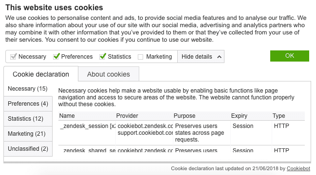 Cookiebot の代替品