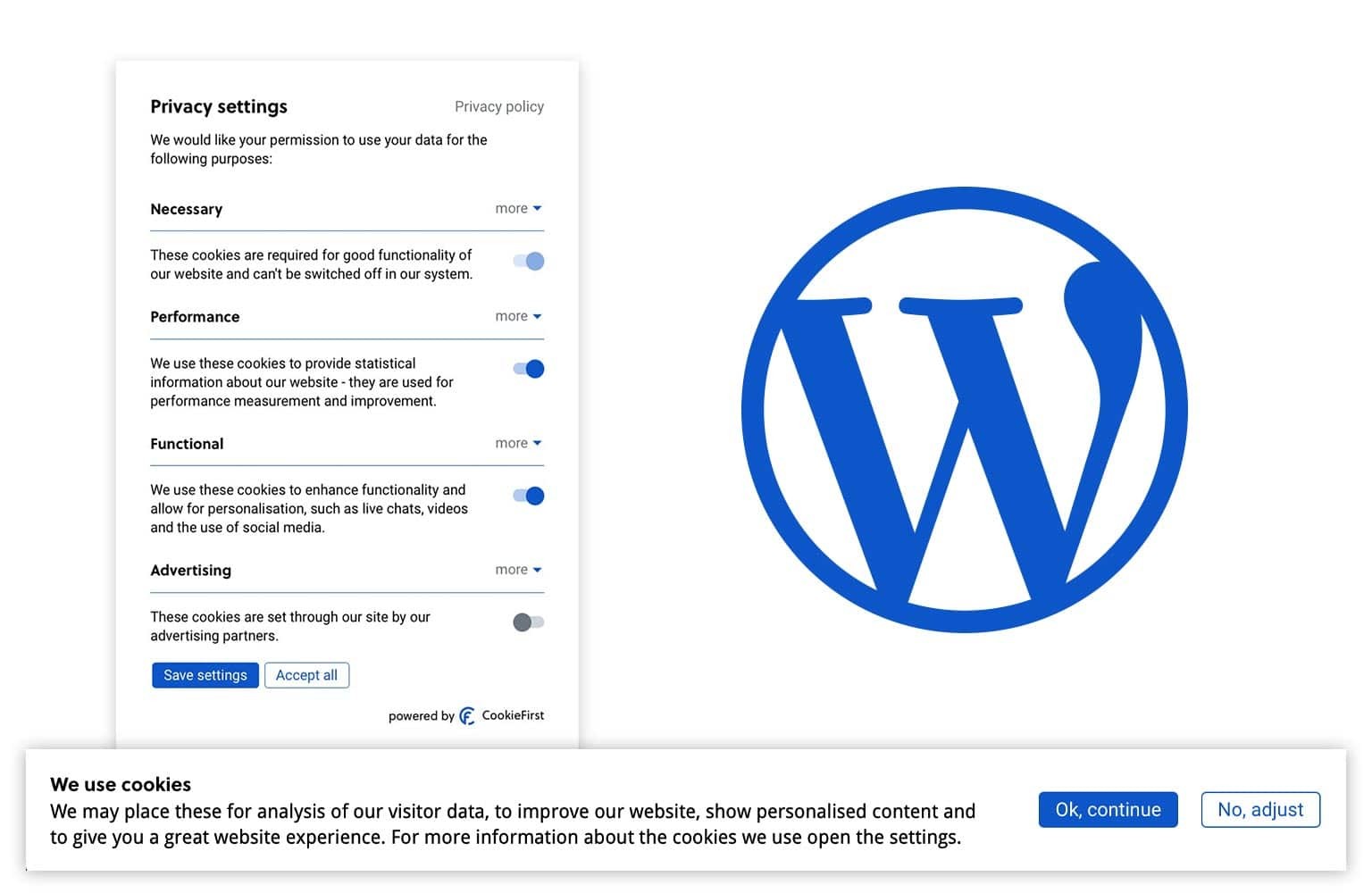 WordPress Cookies Consent | CookieFirst has a WordPress plugin available