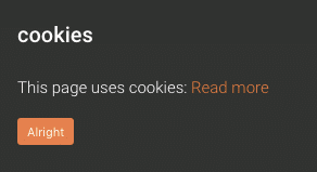 Eksempel på et ikke-kompatibelt cookie-notice